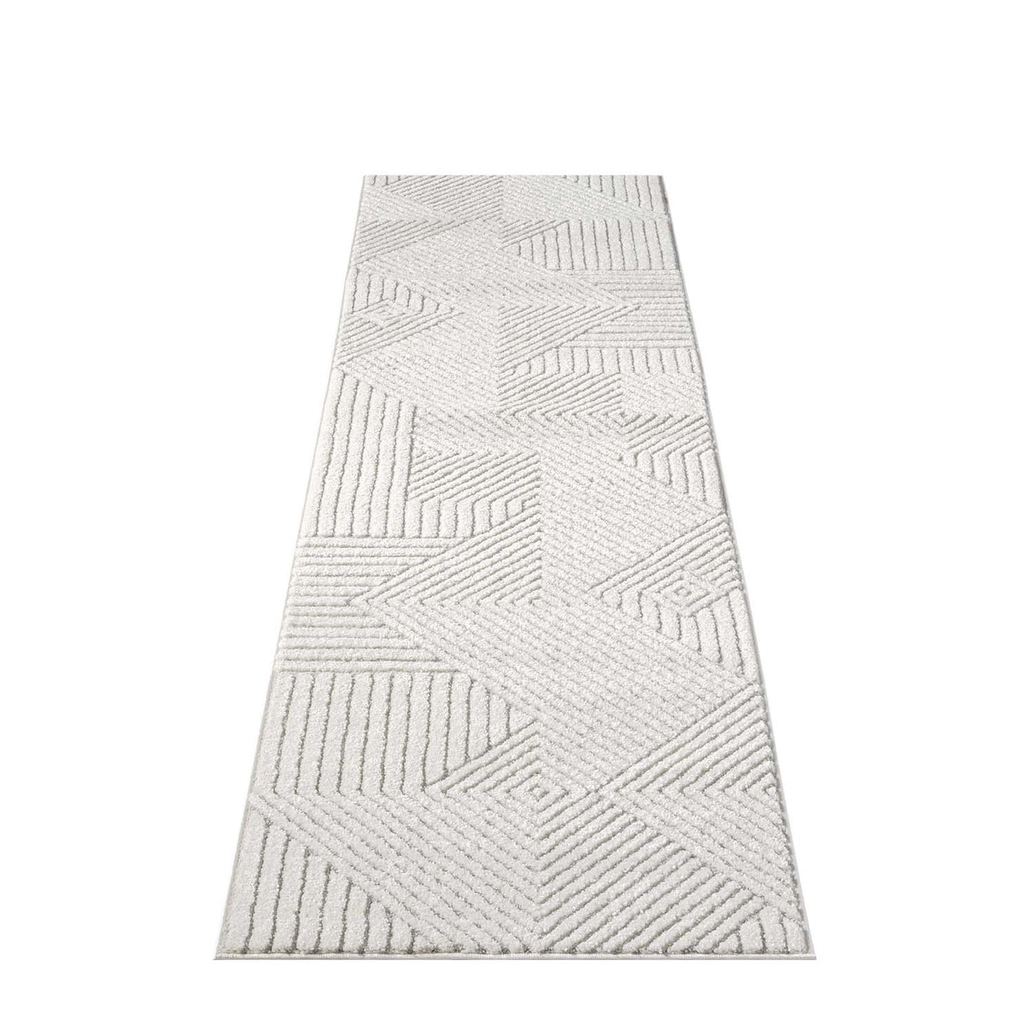 Tapis EMY à motifs géométrique en relief - Crème et Gris