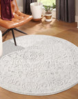 Tapis Rond à motifs en relief - SORA Crème – STUDIO DECO