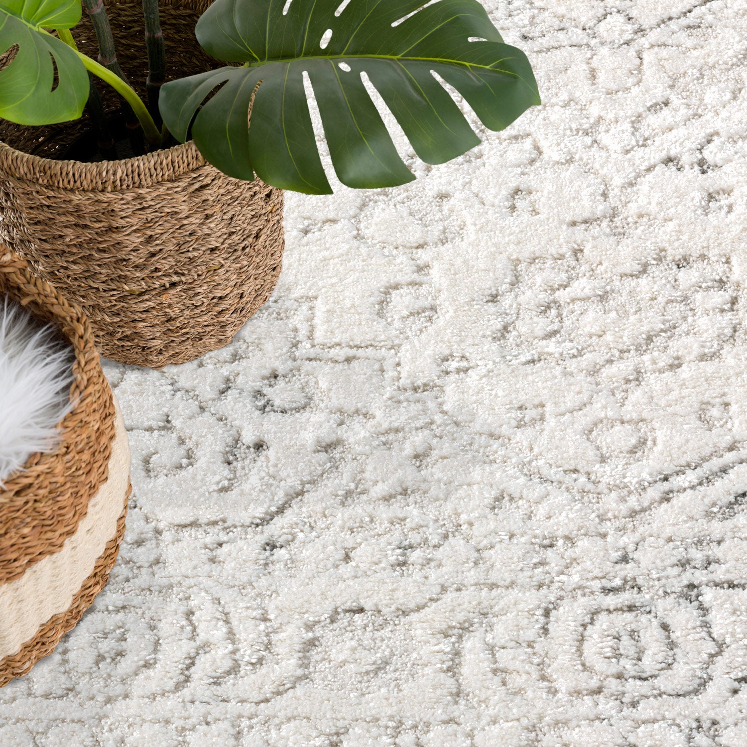 Tapis à motifs en relief - SORA Crème – STUDIO DECO