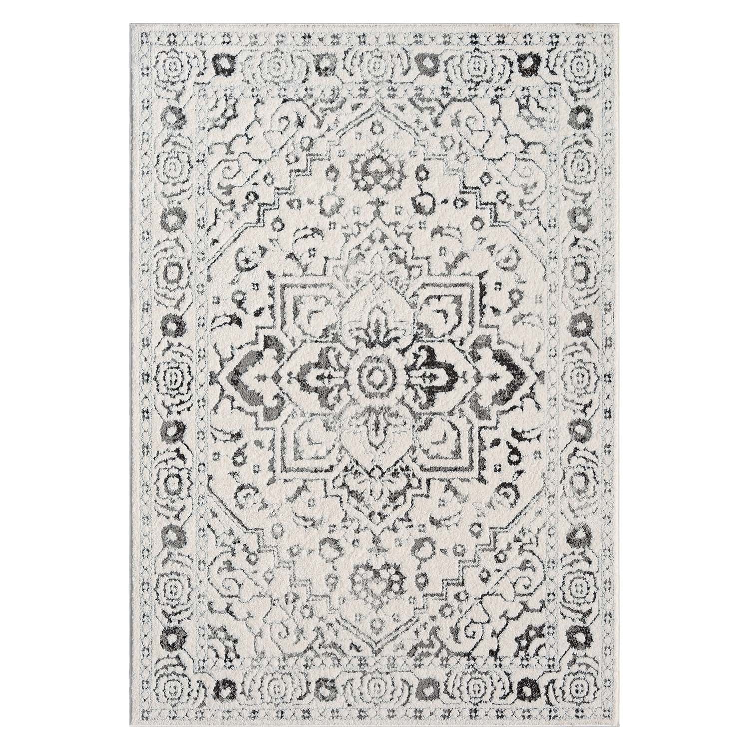 Tapis SORA à motifs vintage en relief - Gris – STUDIO DECO