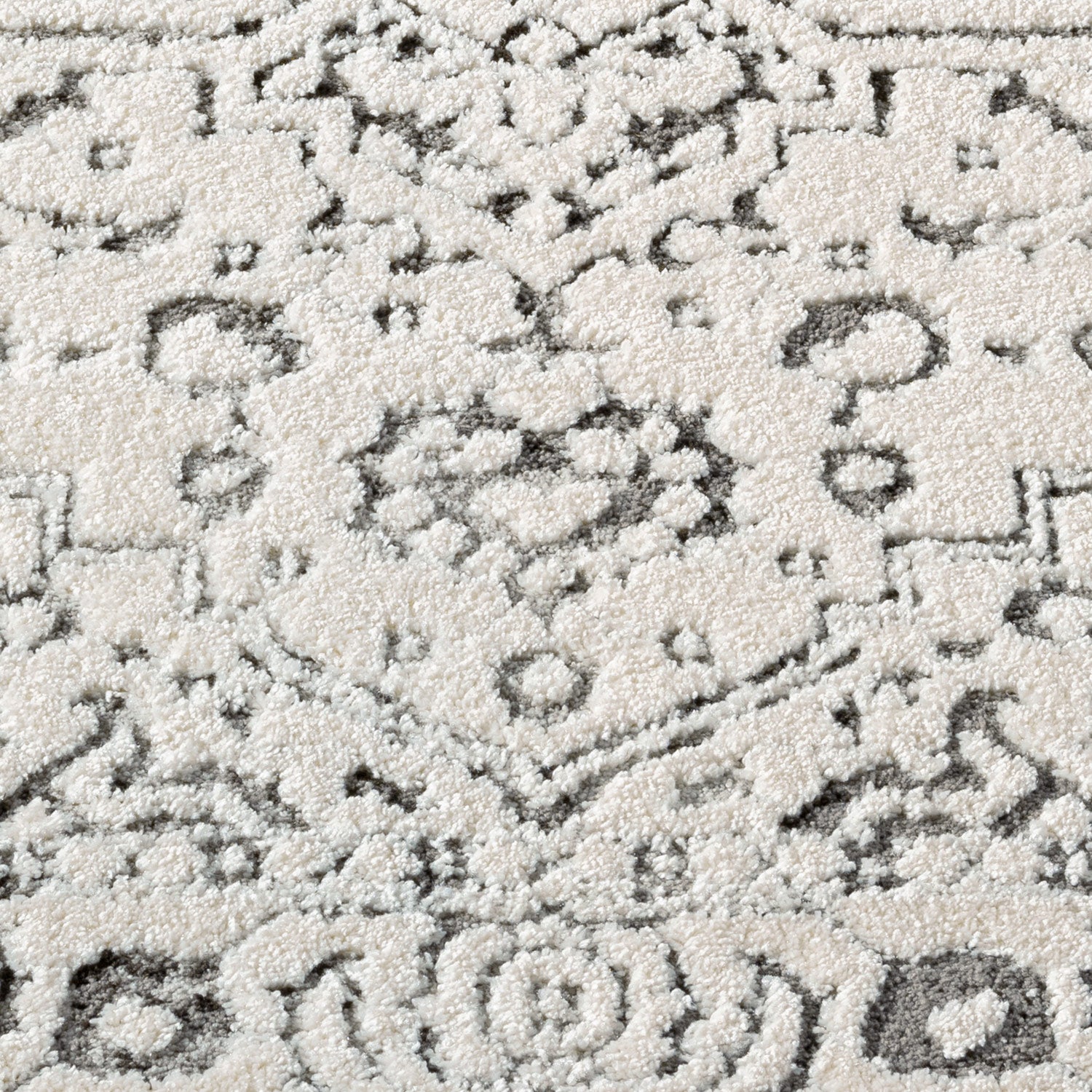 Tapis SORA Rond à motifs vintage en relief - Gris – STUDIO DECO