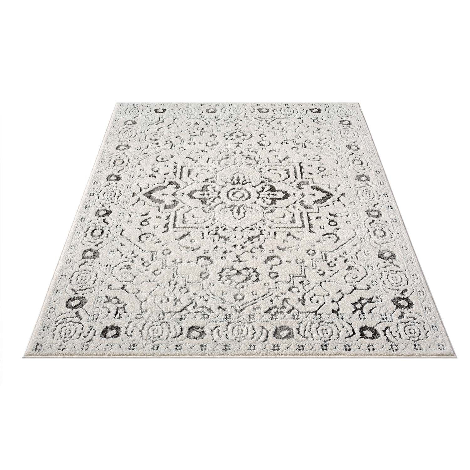 Tapis SORA à motifs vintage en relief - Gris – STUDIO DECO