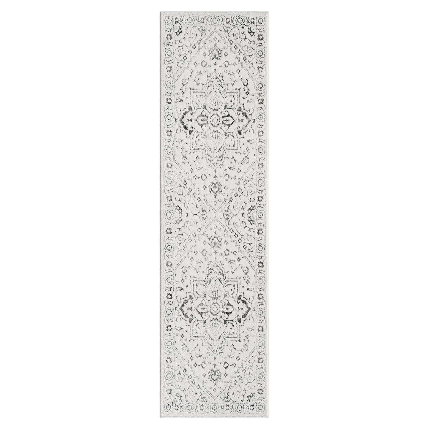 Tapis SORA à motifs vintage en relief - Crème et Gris