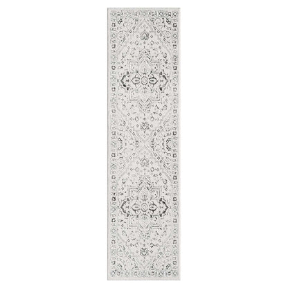 Tapis SORA à motifs vintage en relief - Crème et Gris