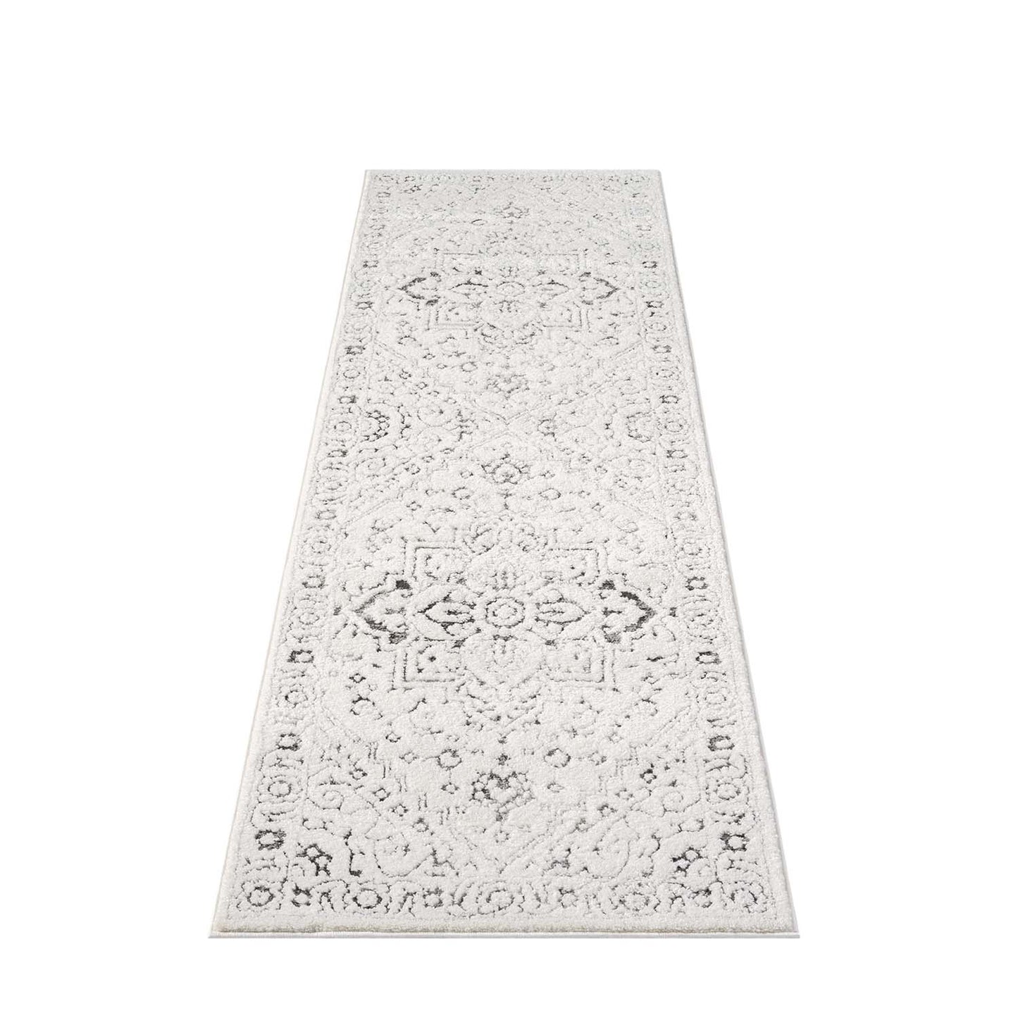 Tapis SORA à motifs vintage en relief - Crème et Gris