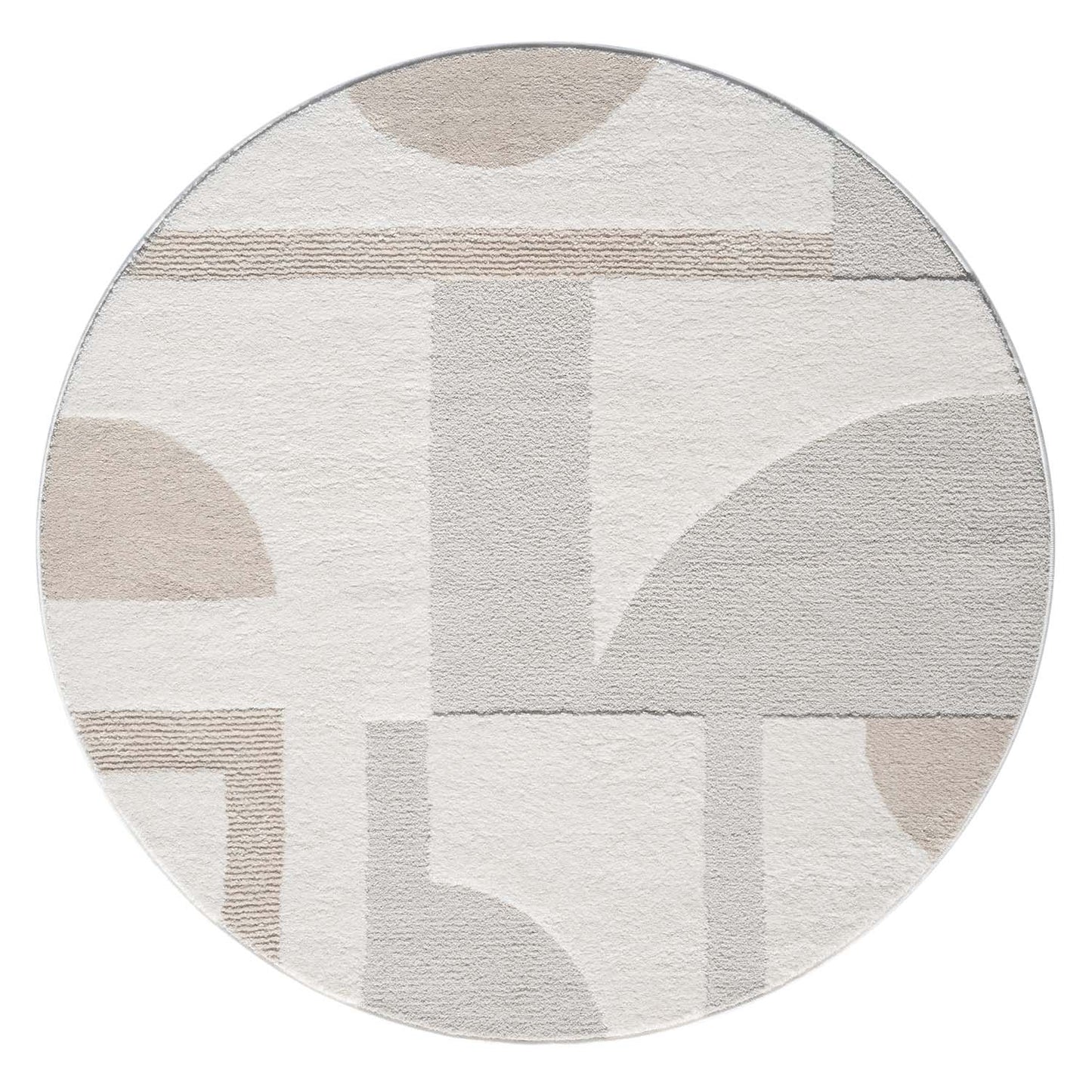 Tapis JAPAN Rond à motifs 3D en relief - Crème