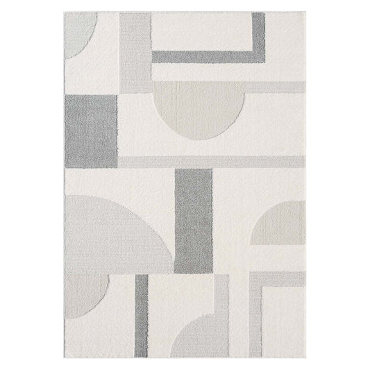 Tapis JAPAN à motifs 3D en relief - Crème et Gris