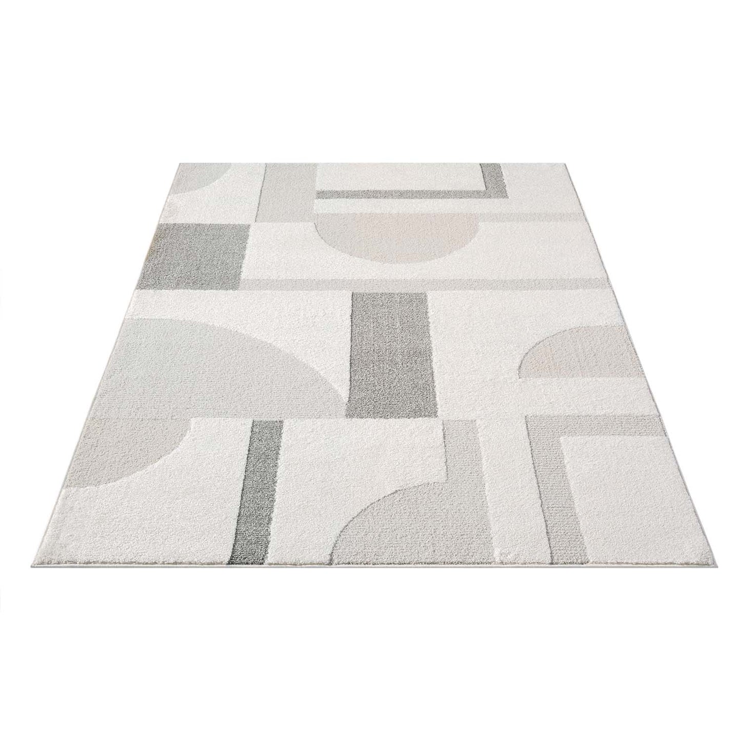 Tapis JAPAN à motifs 3D en relief - Crème et Gris