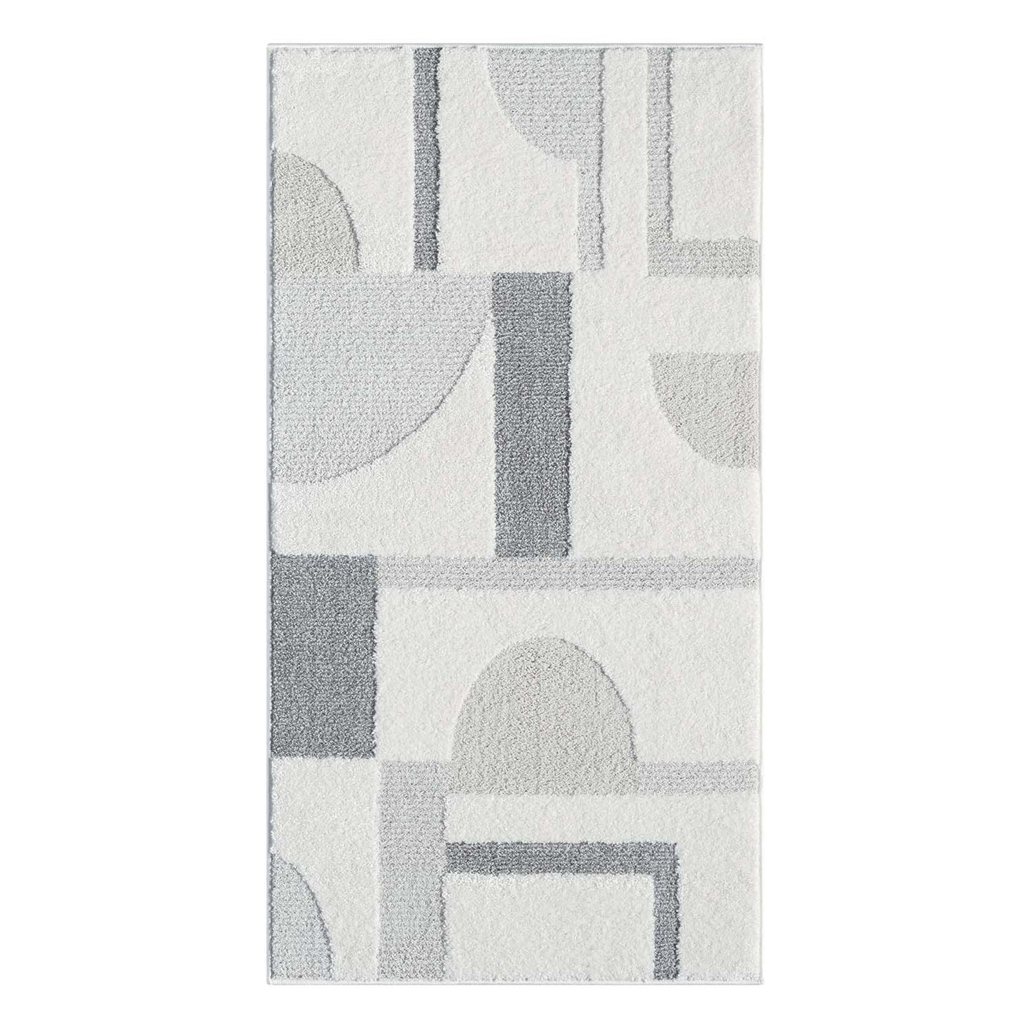 Tapis JAPAN à motifs 3D en relief - Crème et Gris