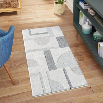 Tapis JAPAN à motifs 3D en relief - Crème et Gris