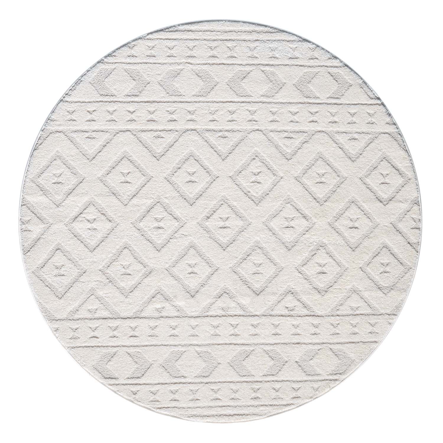 Tapis Rond à motifs en relief - NALA Crème – STUDIO DECO