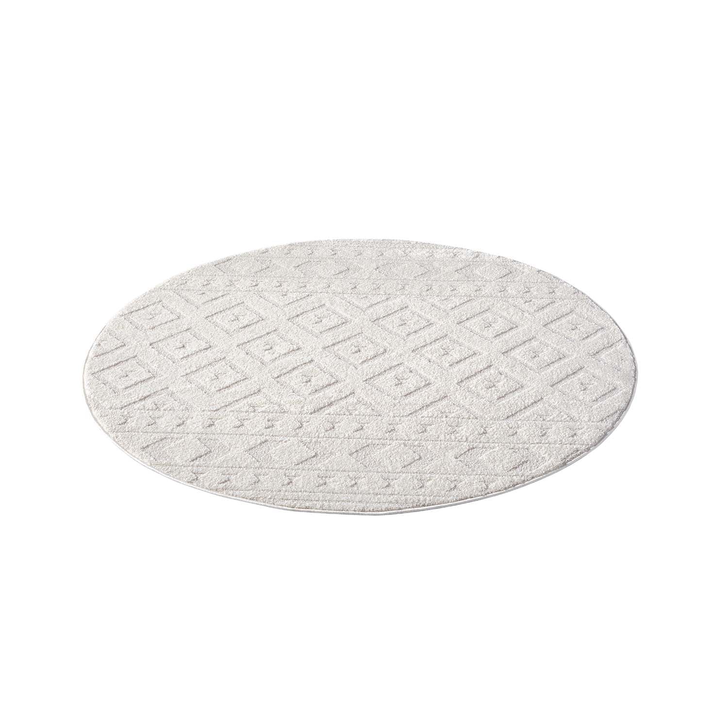 Tapis Rond à motifs en relief - NALA Crème – STUDIO DECO