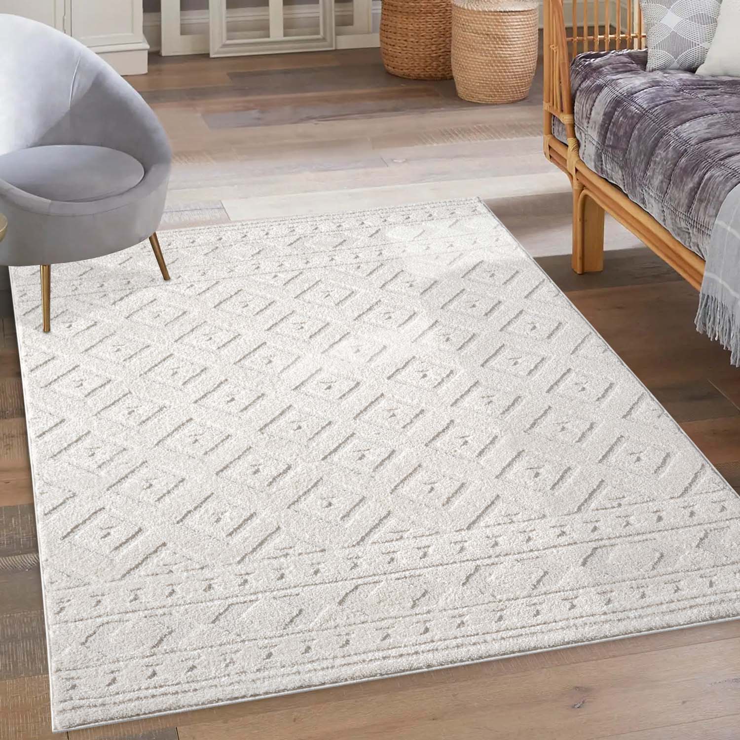 Tapis à motifs en relief - NALA Crème – STUDIO DECO