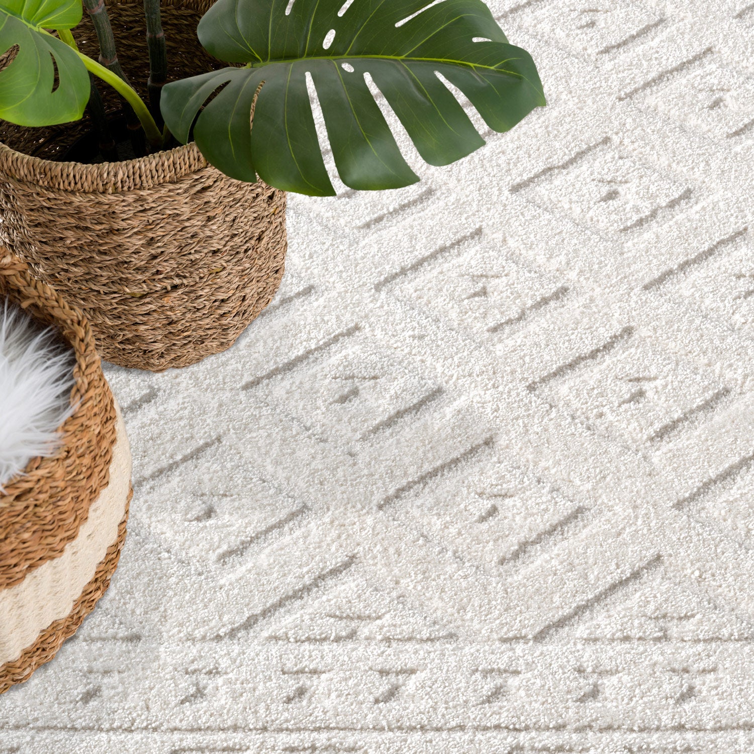 Tapis à motifs en relief - NALA Crème – STUDIO DECO