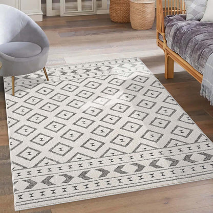 Tapis NALA à motifs relief Berbère - Crème et Gris