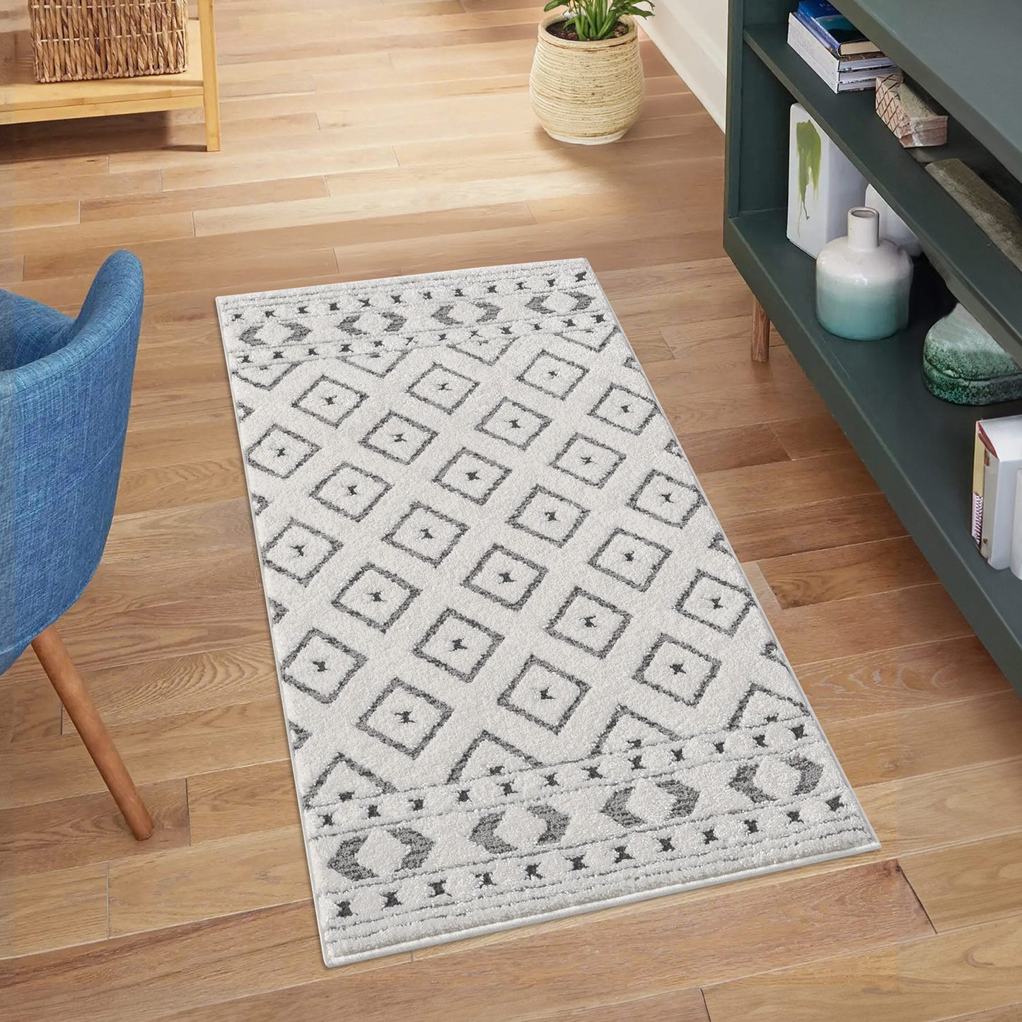 Tapis NALA à motifs relief Berbère - Crème et Gris