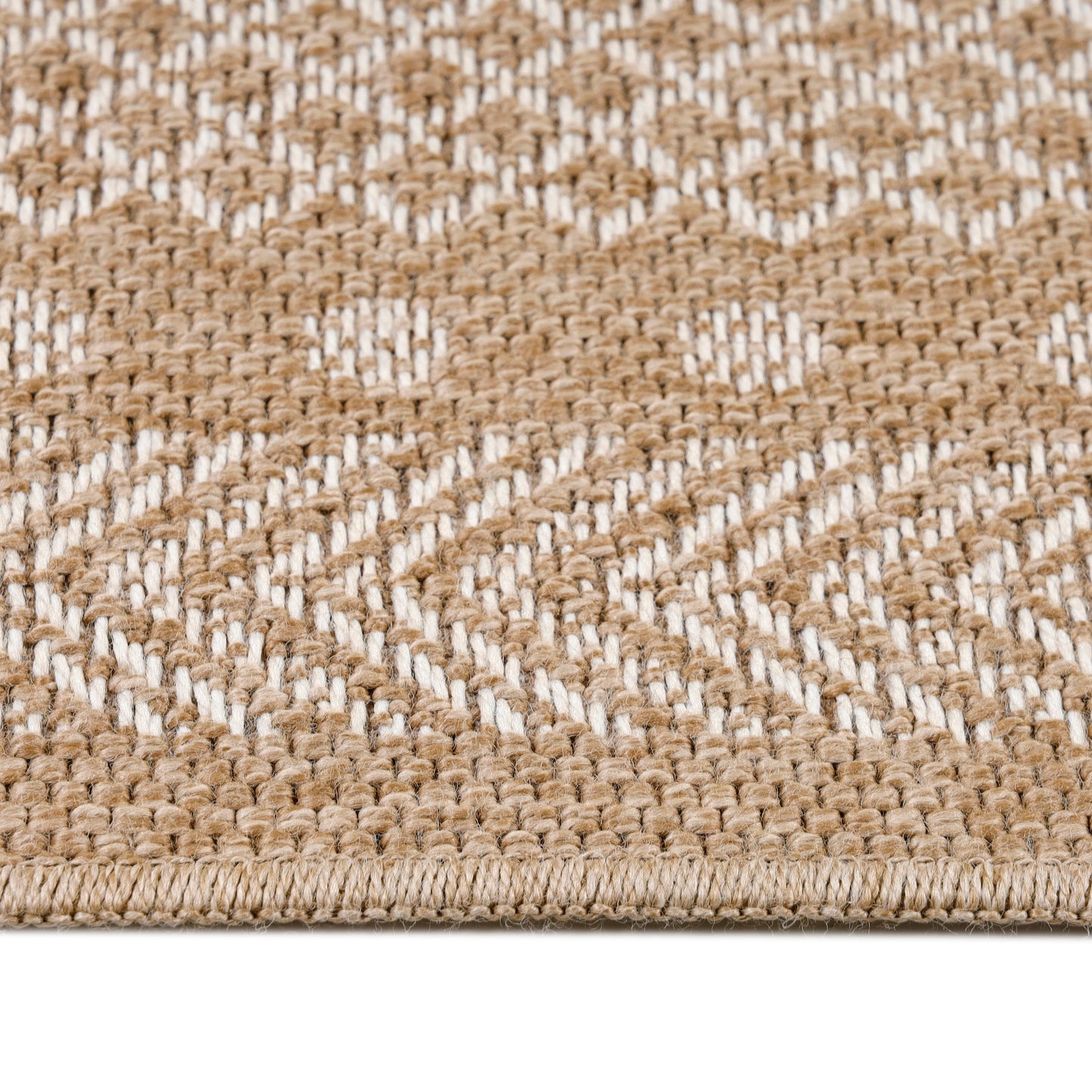 Tapis Naturel aspect jute motifs géométrique Beige et Crème