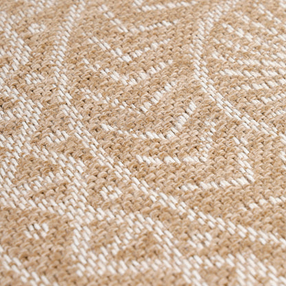 Tapis Naturel aspect jute motifs géométrique Beige et Crème