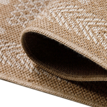 Tapis Naturel aspect jute motifs géométrique Beige et Crème