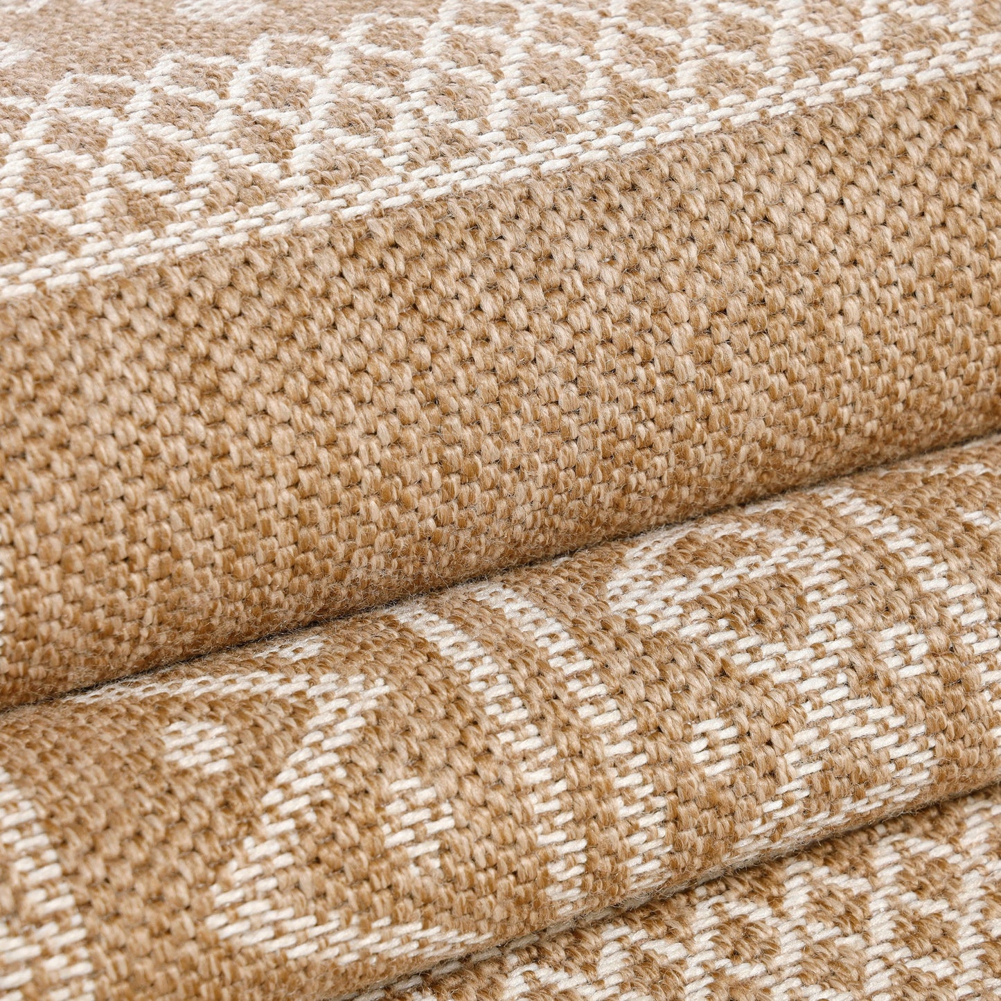 Tapis Naturel aspect jute motifs géométrique Beige et Crème