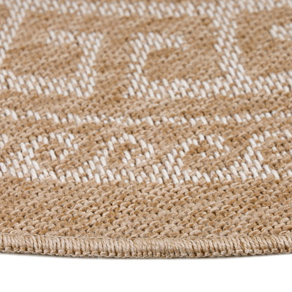 Tapis rond Naturel aspect jute Motif Beige Crème