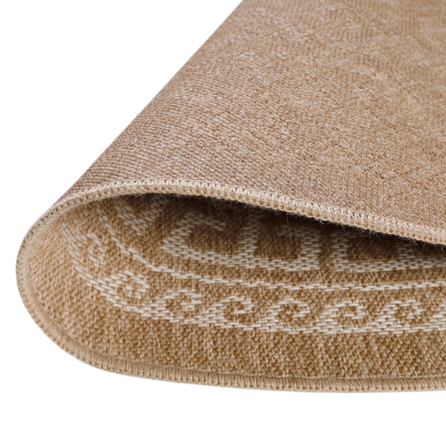 Tapis rond Naturel aspect jute Motif Beige Crème