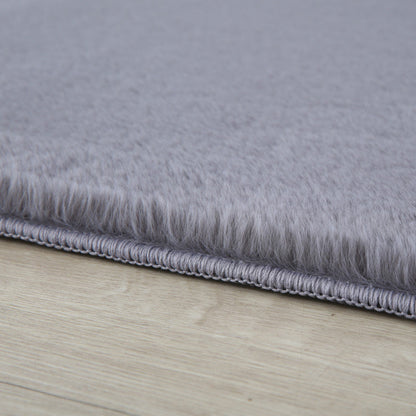 Tapis rond fausse Fourrure toucher doux - Gris