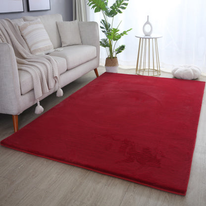 Tapis fausse Fourrure toucher doux - Rouge