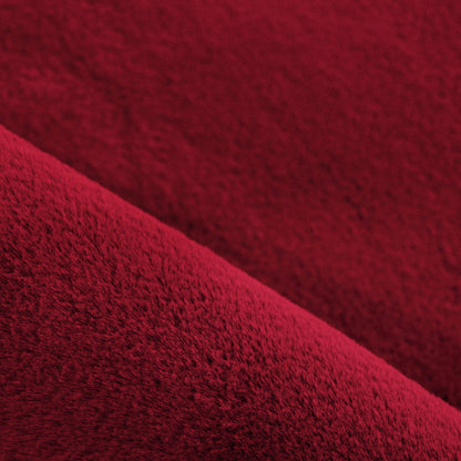 Tapis rond fausse Fourrure toucher doux - Rouge