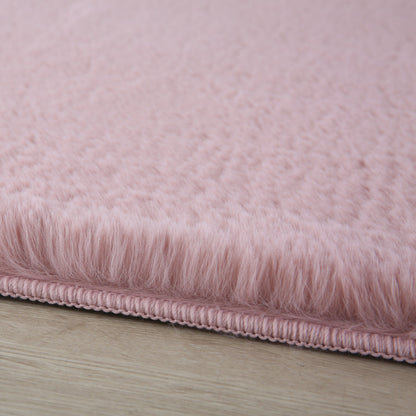 Tapis fausse Fourrure toucher doux - Rose