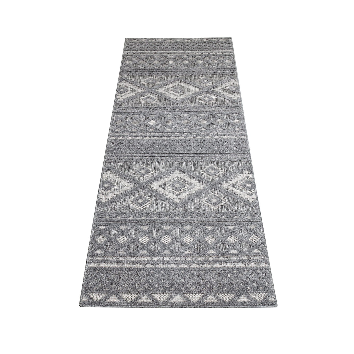 Tapis Intérieur/Extérieur à motif relief vintage Anthracite