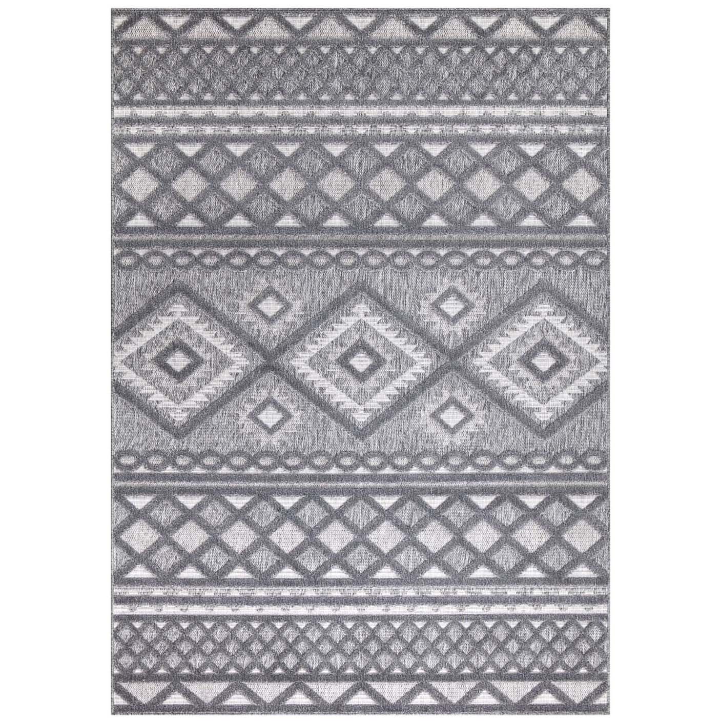 Tapis Intérieur/Extérieur à motif relief vintage Anthracite