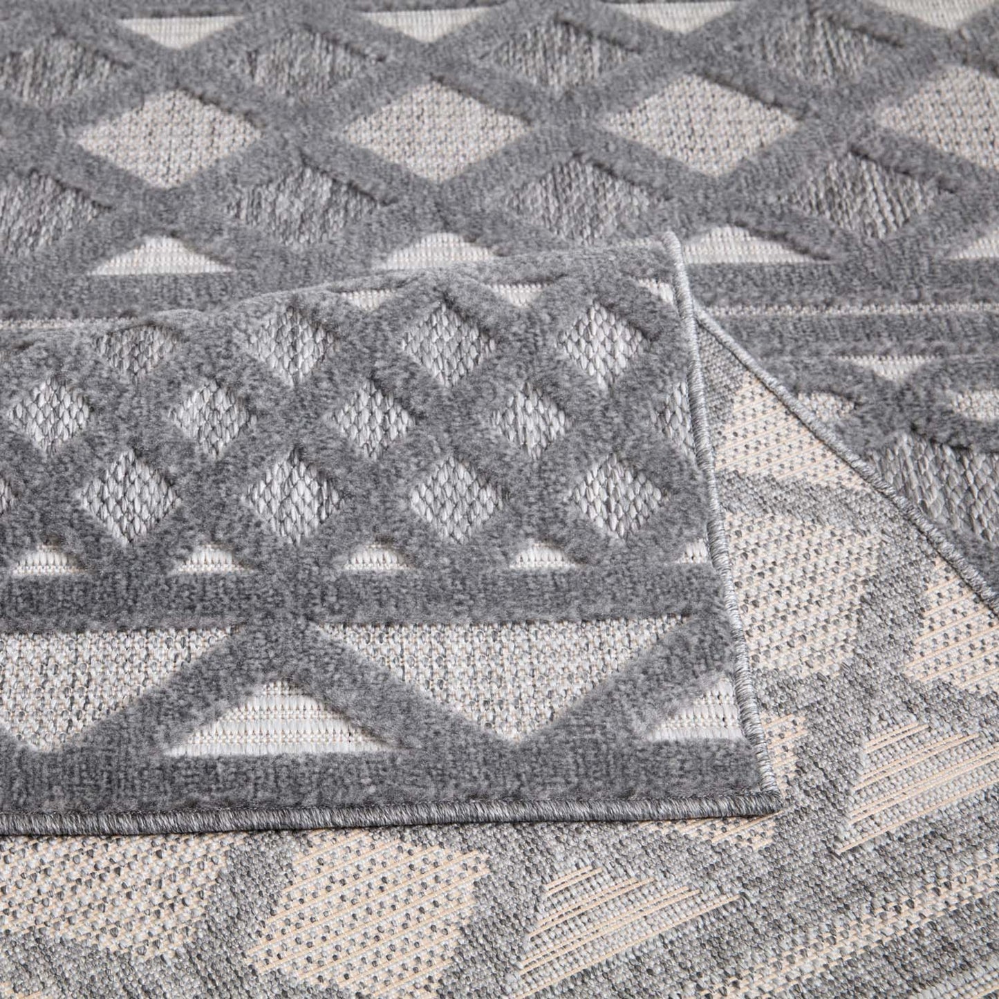 Tapis Intérieur/Extérieur à motif relief vintage Anthracite