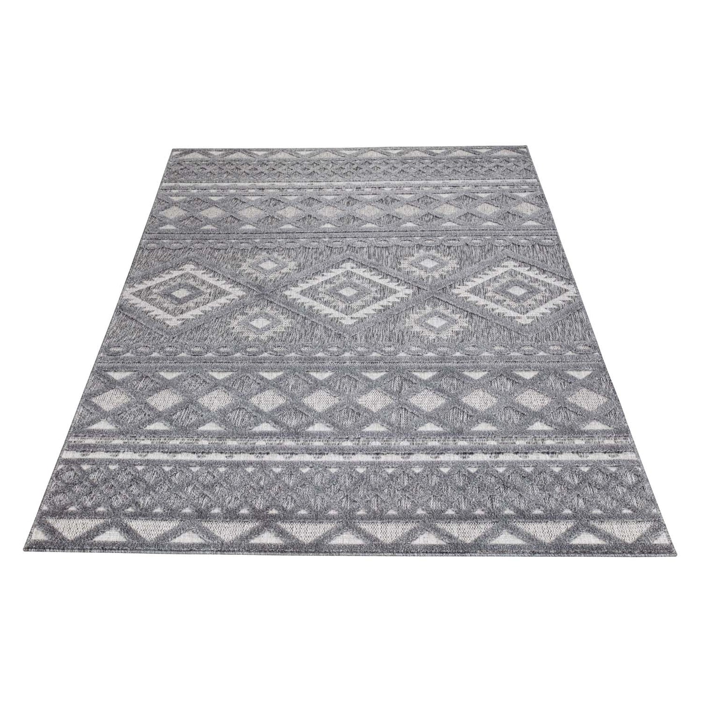 Tapis Intérieur/Extérieur à motif relief vintage Anthracite