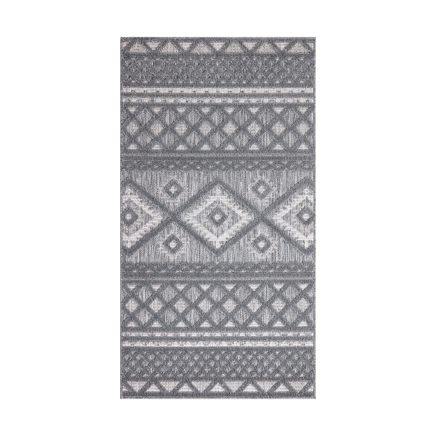Tapis Intérieur/Extérieur à motif relief vintage Anthracite – STUDIO DECO