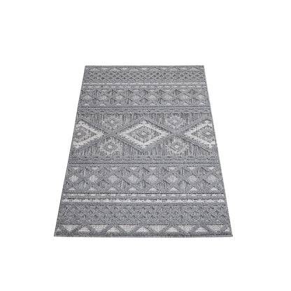 Tapis Intérieur/Extérieur à motif relief vintage Anthracite