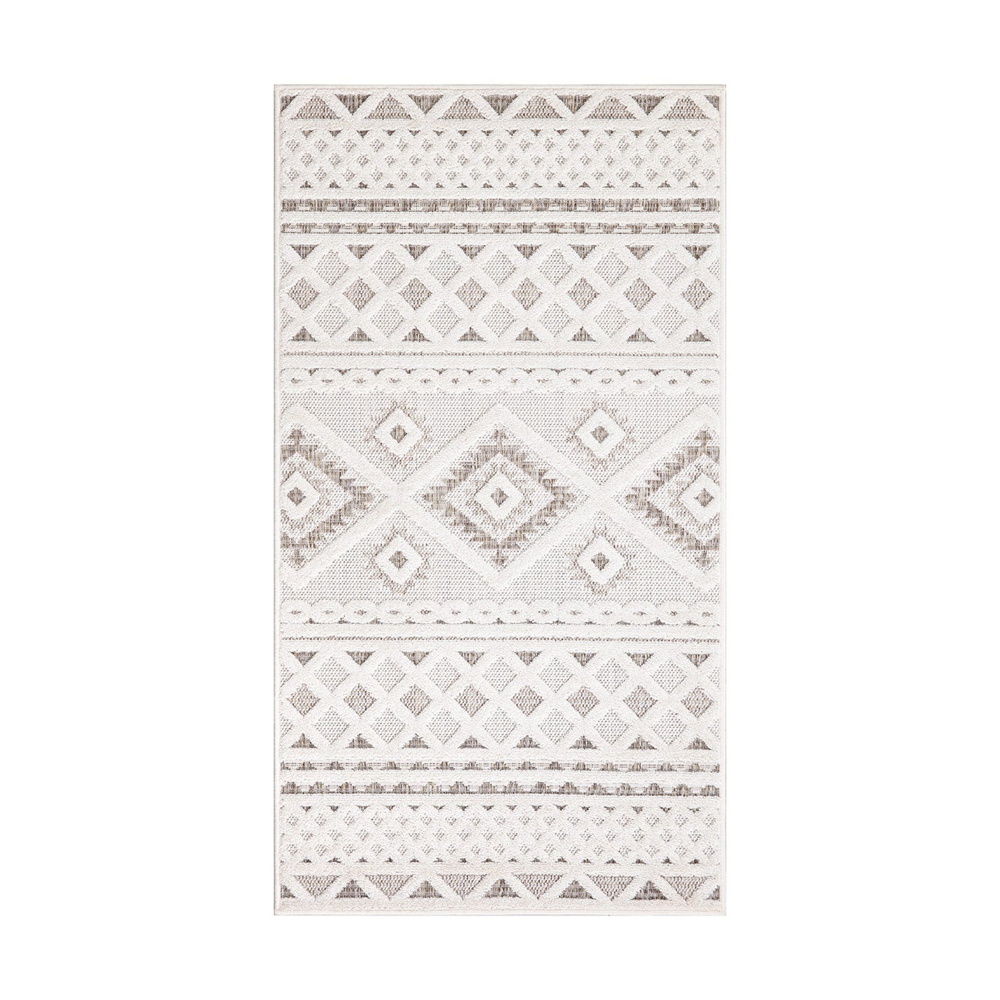 Tapis Intérieur/Extérieur à motif relief vintage Crème