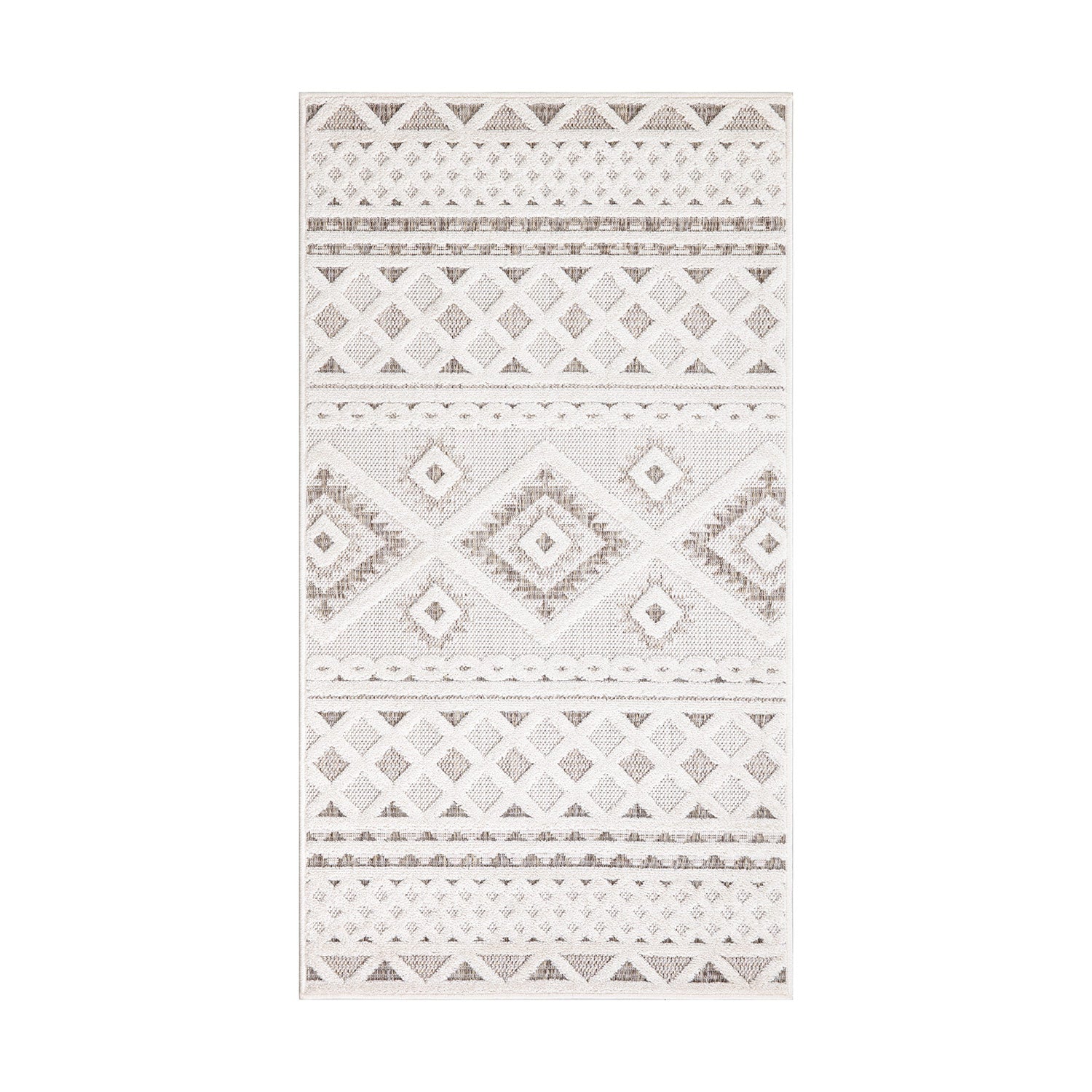 Tapis Intérieur/Extérieur à motif relief vintage Crème – STUDIO DECO