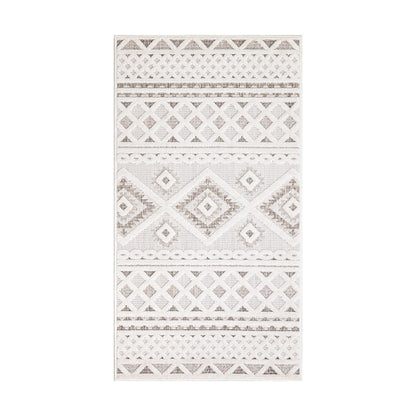 Tapis Intérieur/Extérieur à motif relief vintage Crème