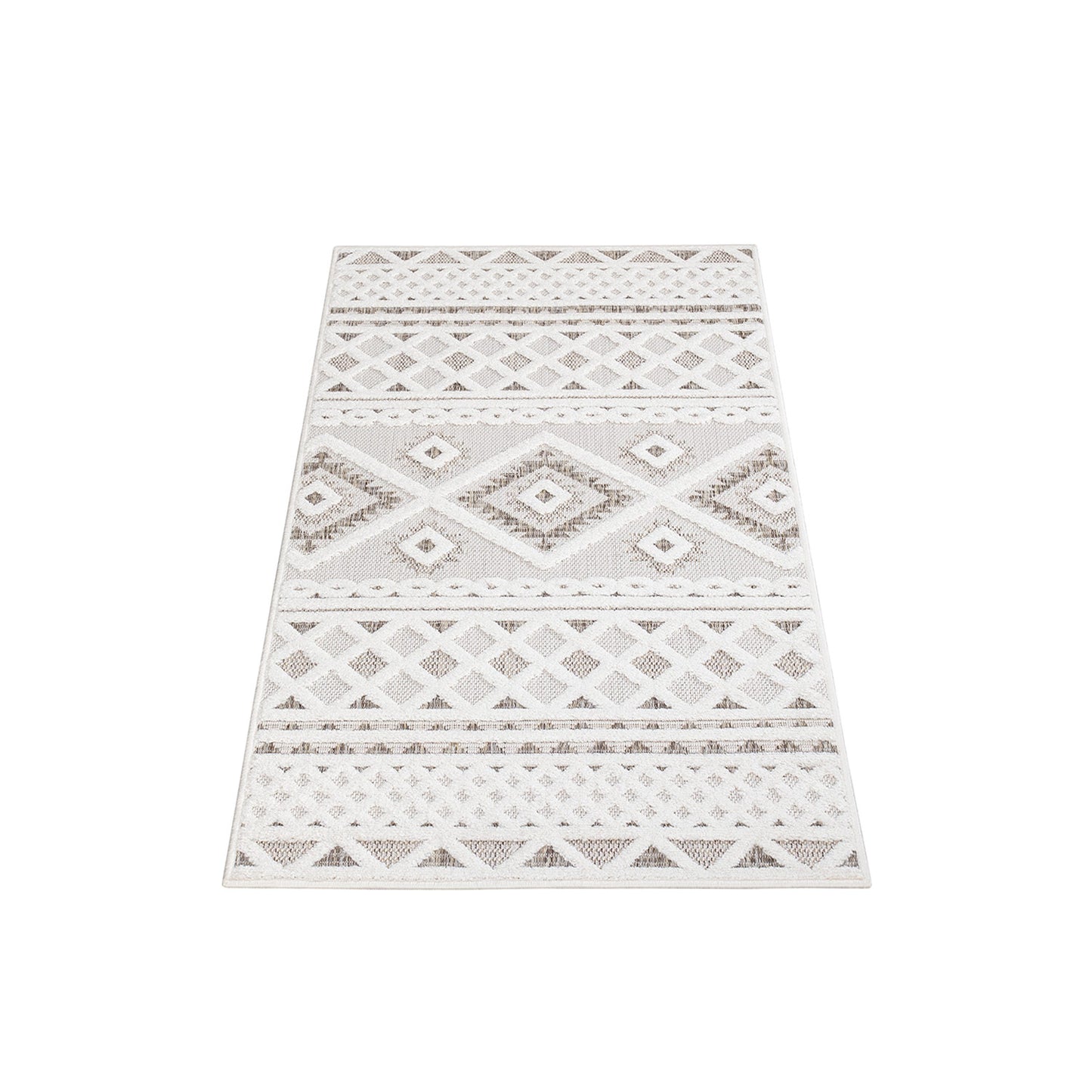 Tapis Intérieur/Extérieur à motif relief vintage Crème