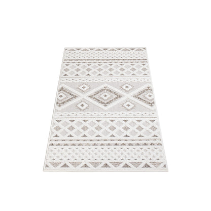 Tapis Intérieur/Extérieur à motif relief vintage Crème