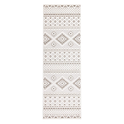 Tapis Intérieur/Extérieur à motif relief vintage Crème