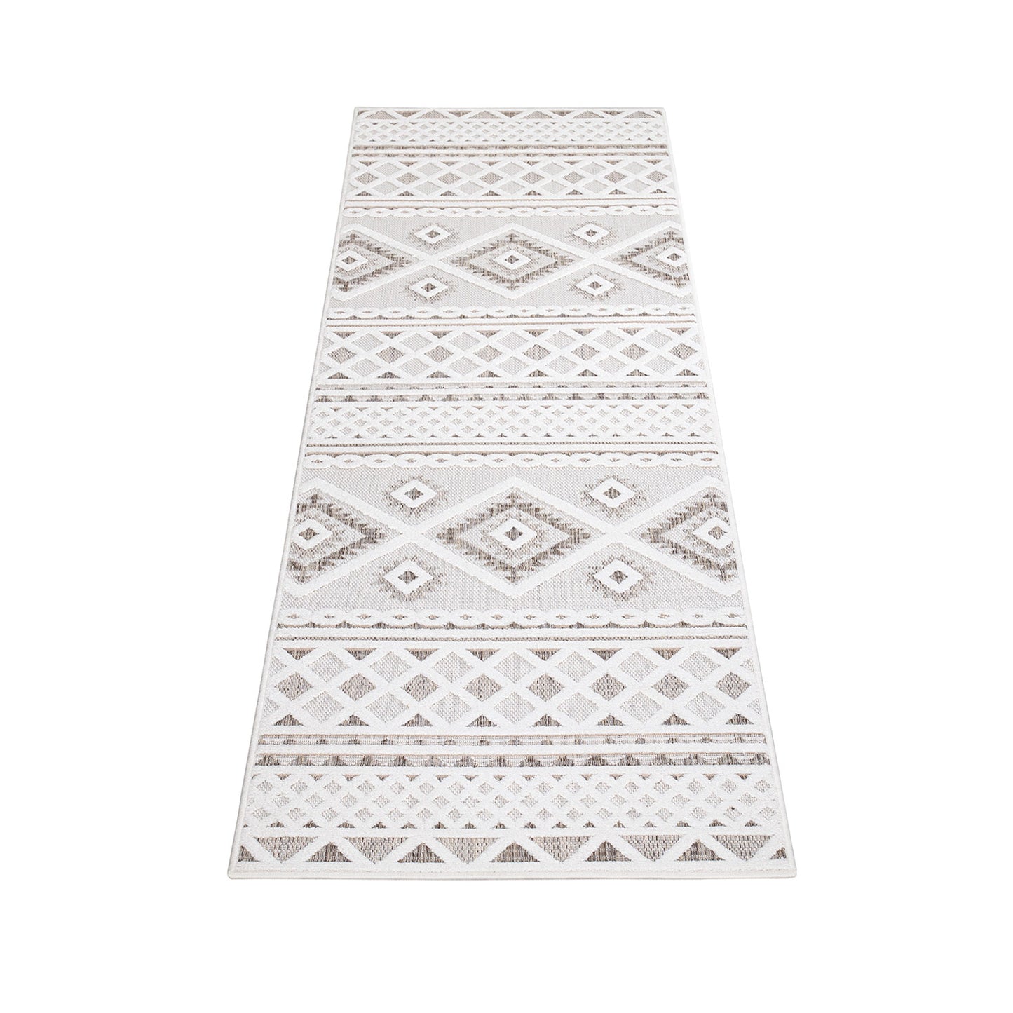 Tapis Intérieur/Extérieur à motif relief vintage Crème