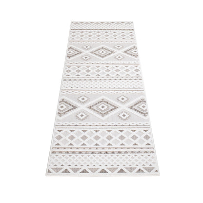 Tapis Intérieur/Extérieur à motif relief vintage Crème