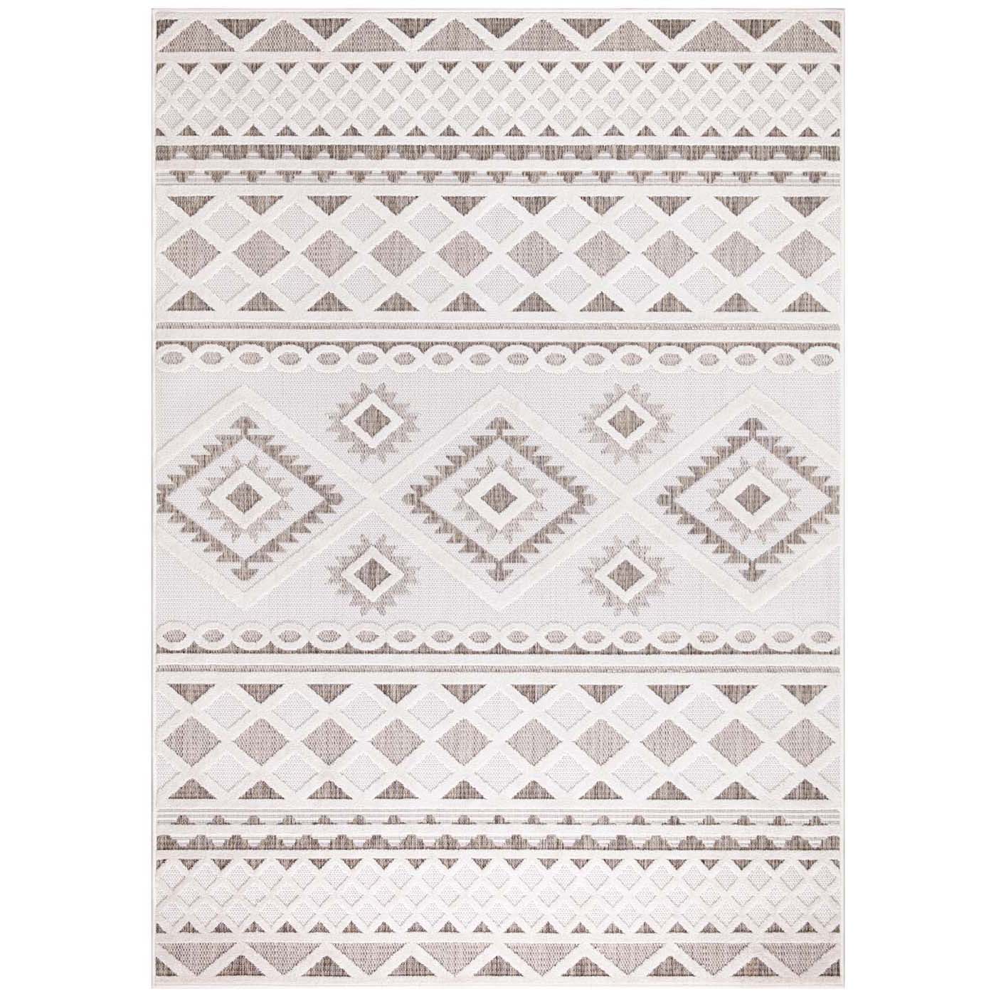 Tapis Intérieur/Extérieur à motif relief vintage Crème