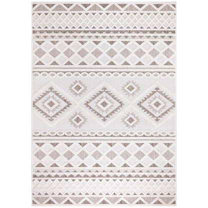 Tapis Intérieur/Extérieur à motif relief vintage Crème