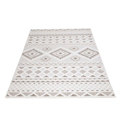 Tapis Intérieur/Extérieur à motif relief vintage Crème