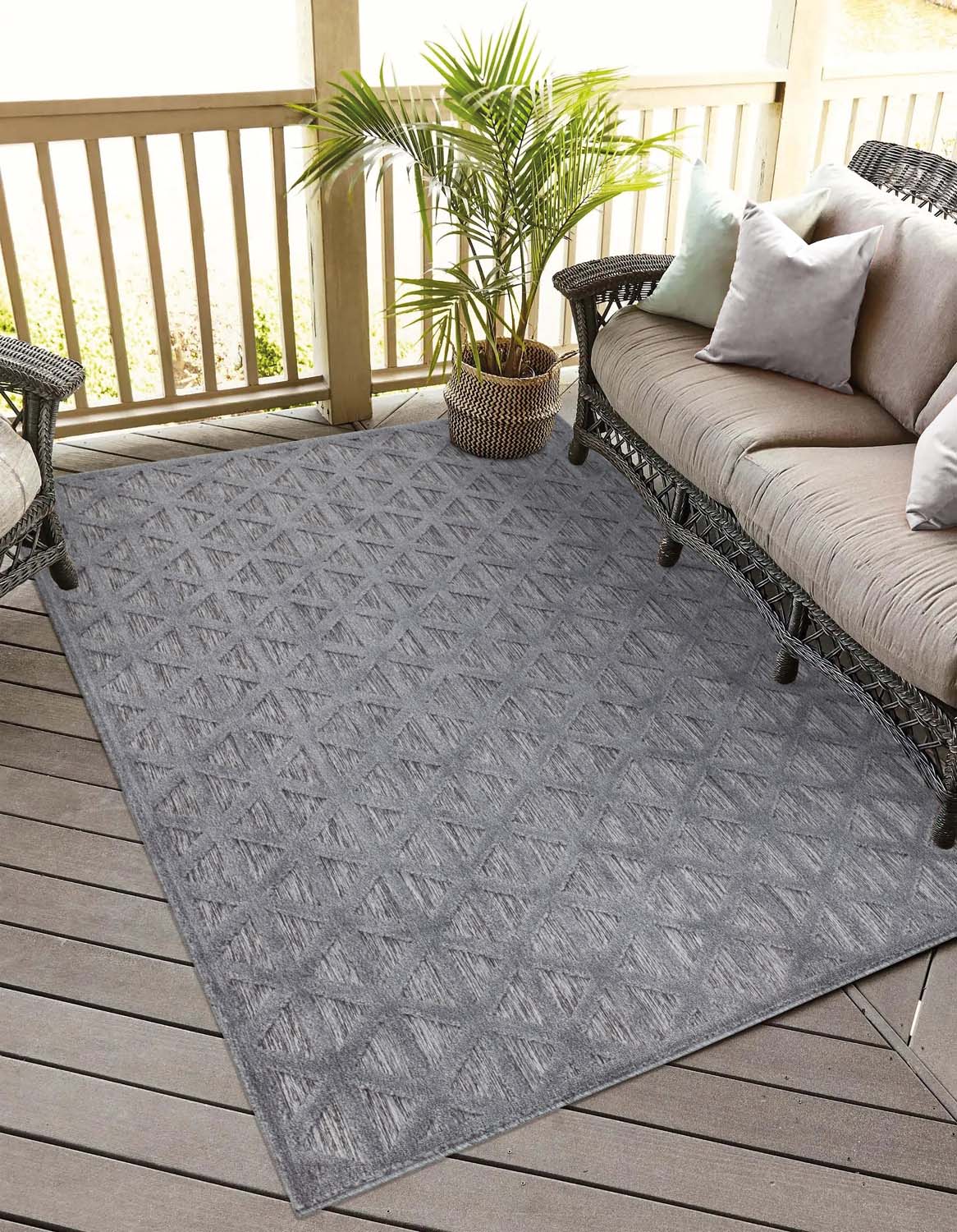 Tapis Intérieur/Extérieur à motif relief 3D Anthracite – STUDIO DECO