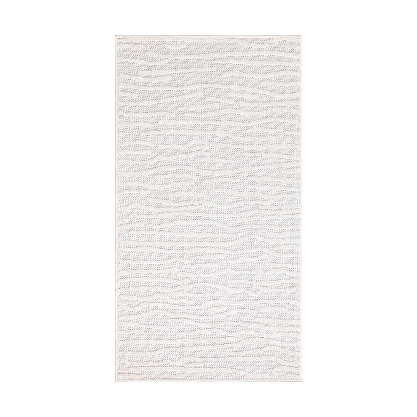 Tapis Intérieur/Extérieur à motif relief Vagues Crème