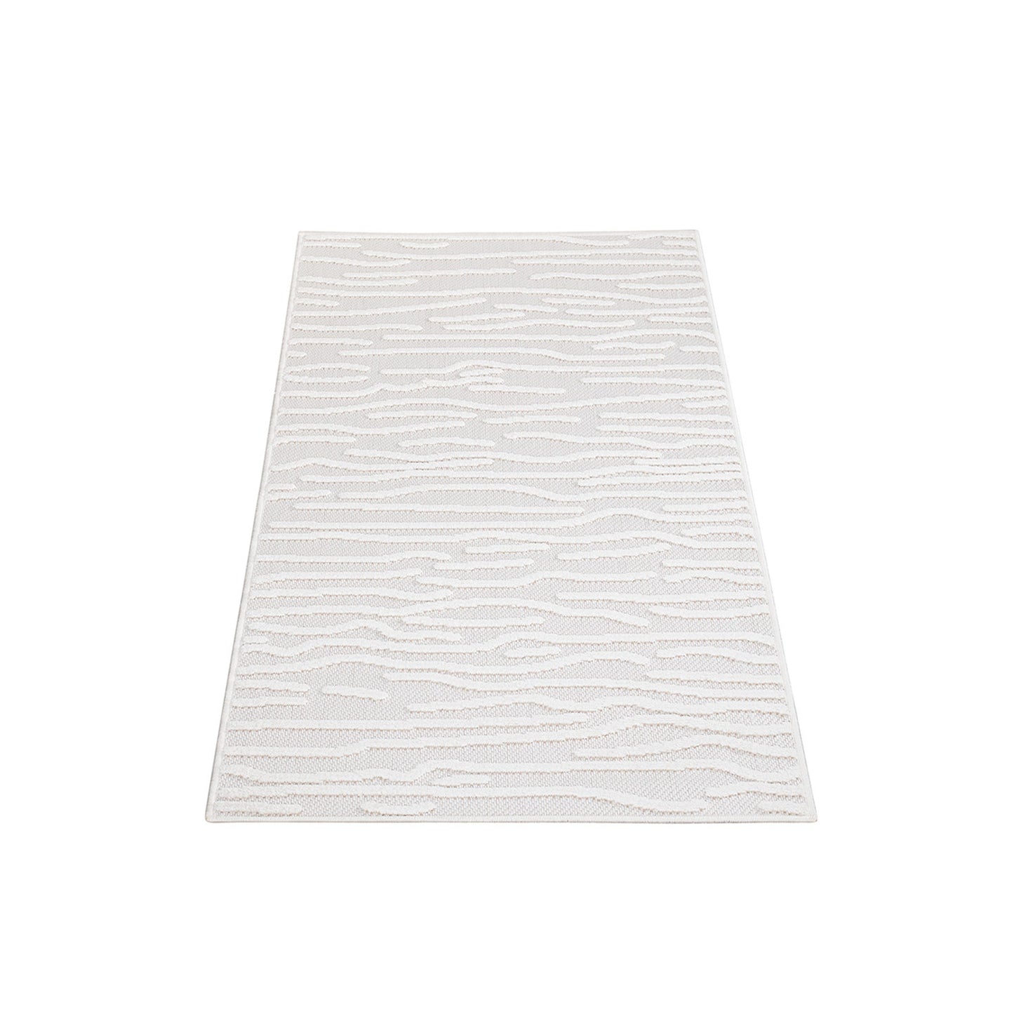 Tapis Intérieur/Extérieur à motif relief Vagues Crème